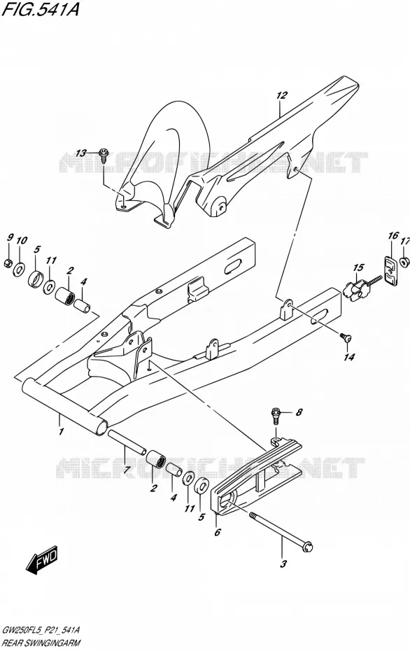 BRAS OSCILLANT ARRIERE Suzuki MOTO 250 INAZUMA 2015  GW250F L5 (P21)