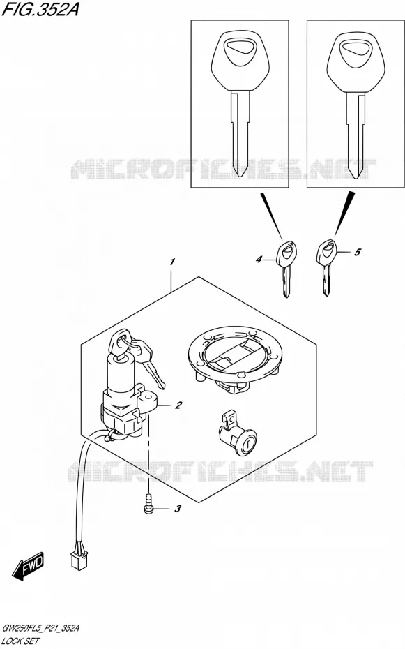 KIT SERRURE Suzuki MOTO 250 INAZUMA 2015  GW250F L5 (P21)