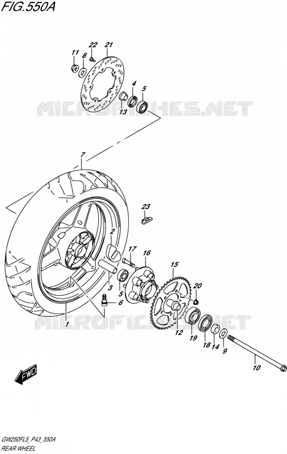 ROUE ARRIERE Suzuki MOTO 250 INAZUMA 2015  GW250F L5 (P43)