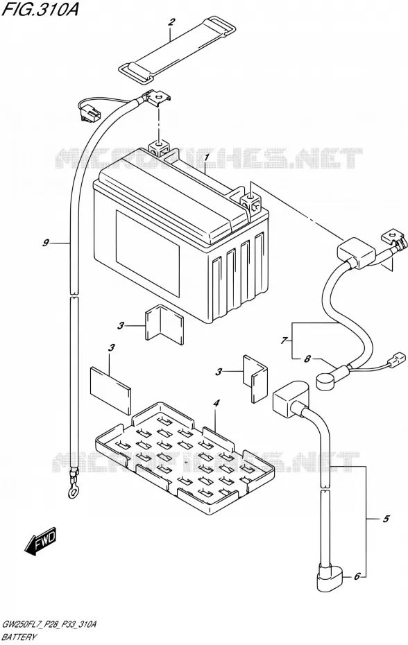 BATTERIE Suzuki MOTO 250 INAZUMA 2017  GW250F L7 (P28,P33)