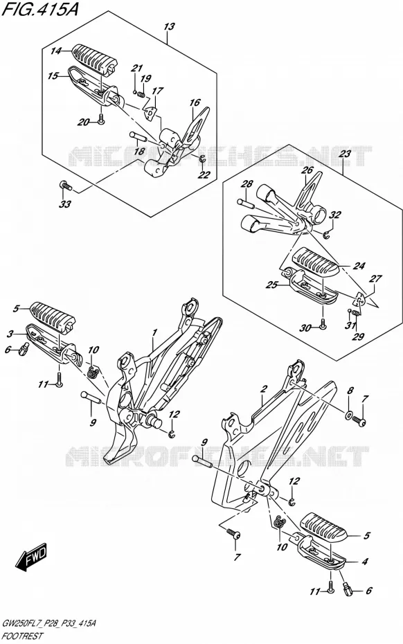 REPOSE PIED Suzuki MOTO 250 INAZUMA 2017  GW250F L7 (P28,P33)