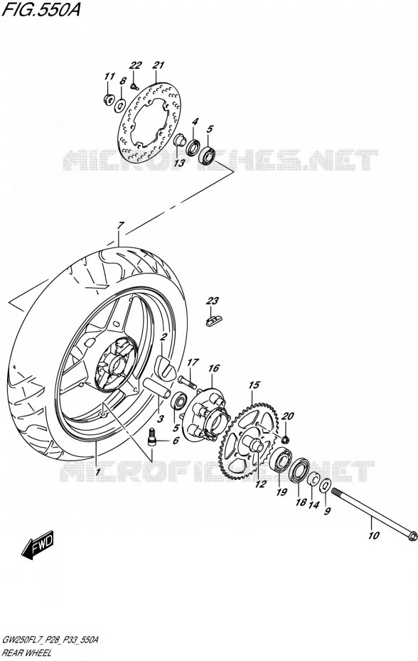 ROUE ARRIERE Suzuki MOTO 250 INAZUMA 2017  GW250F L7 (P28,P33)