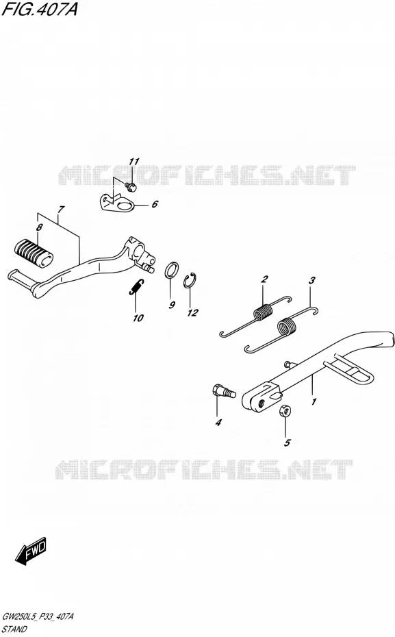 BEQUILLE Suzuki MOTO 250 INAZUMA 1992  GW250 L5 (P03,P28,P33)