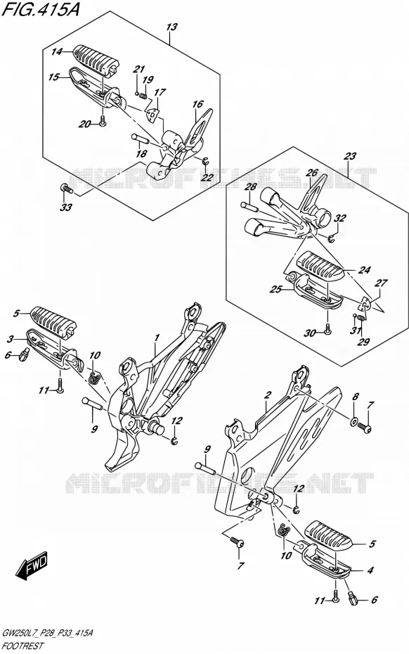 REPOSE PIED Suzuki MOTO 250 INAZUMA 2017  GW250 L7 (P03,P28,P33)