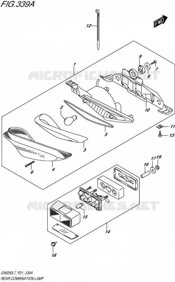 ENSEMBLE FEU ARRIERE Suzuki MOTO 250 INAZUMA 2017  GW250 L7 (P21)