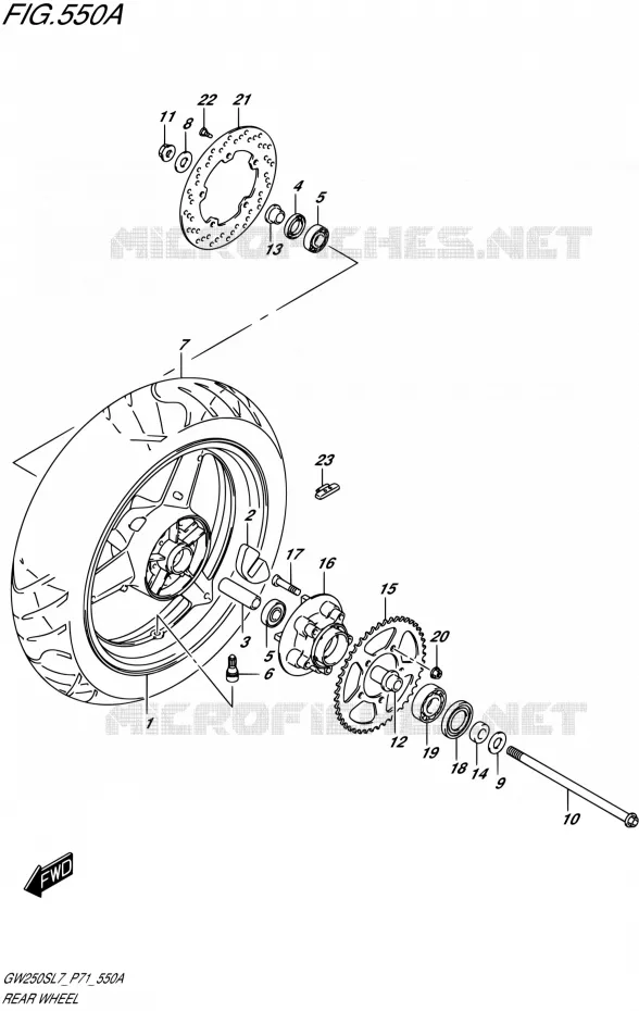 ROUE ARRIERE Suzuki MOTO 250 INAZUMA 2017  GW250S L7 (P71)