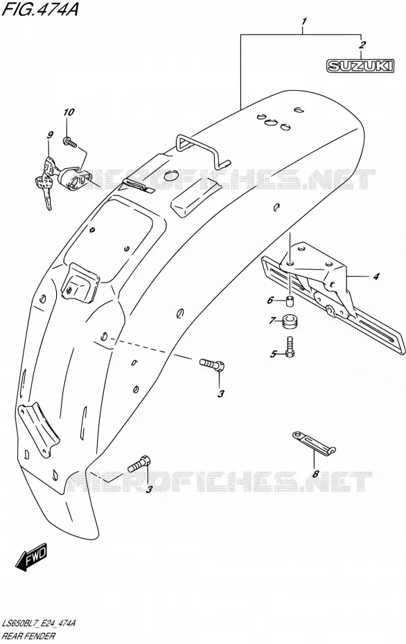 GARDE BOUE ARRIERE Suzuki MOTO 650 BOULEVARD 2017  LS650B L7 (E24)