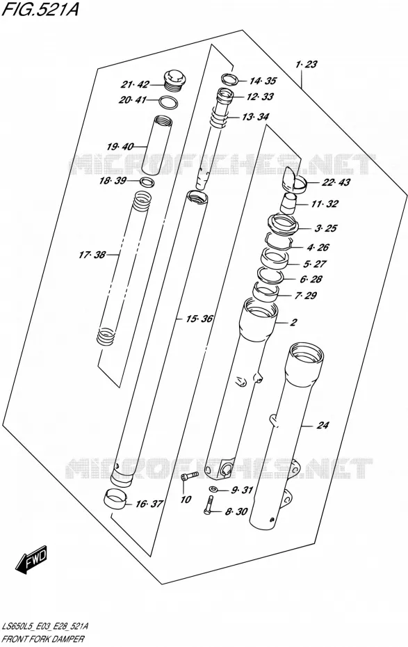 FOURCHE Suzuki MOTO 650 BOULEVARD 1992  LS650 L5 (E03,E28,E33)