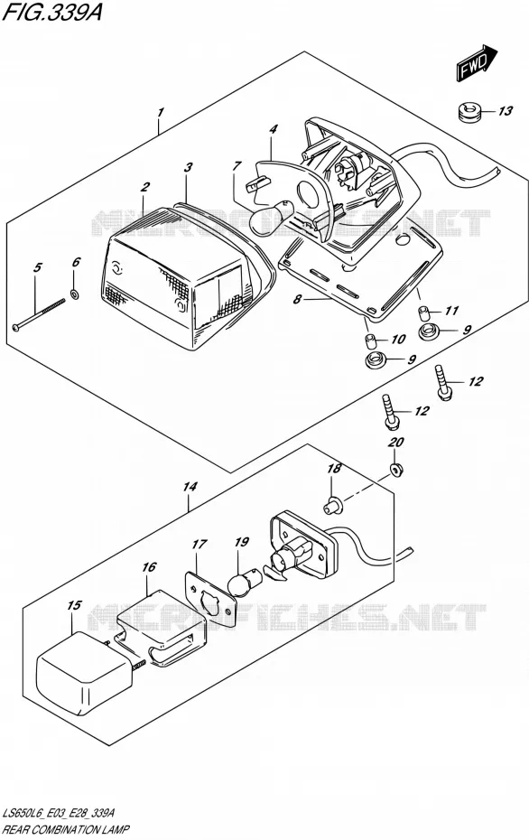 ENSEMBLE FEU ARRIERE Suzuki MOTO 650 BOULEVARD 2016  LS650 L6 (E03,E28,E33)