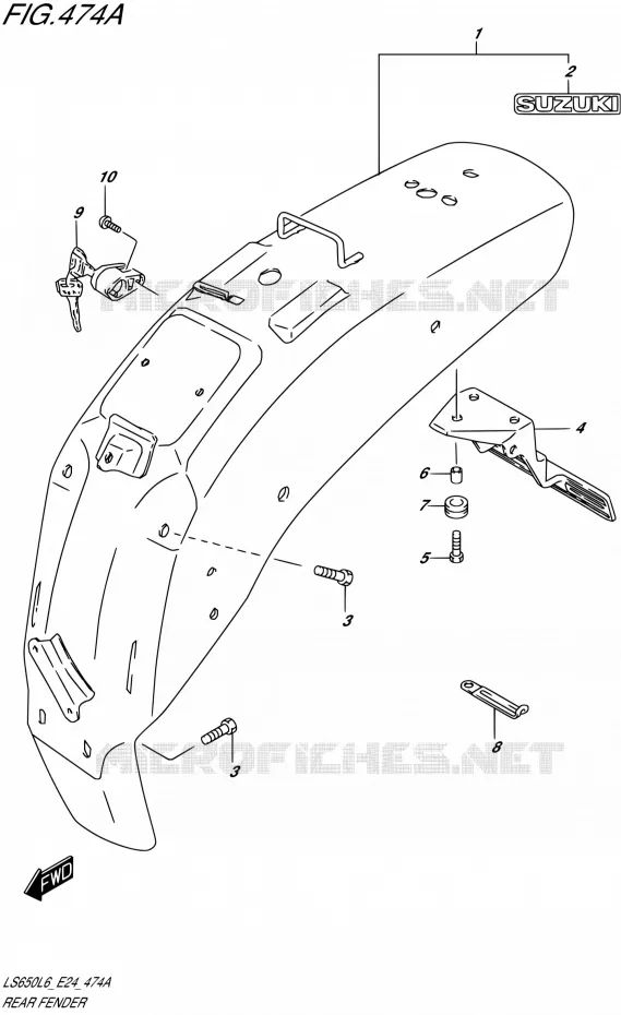 GARDE BOUE ARRIERE Suzuki MOTO 650 SAVAGE 2016  LS650 L6 (E24)