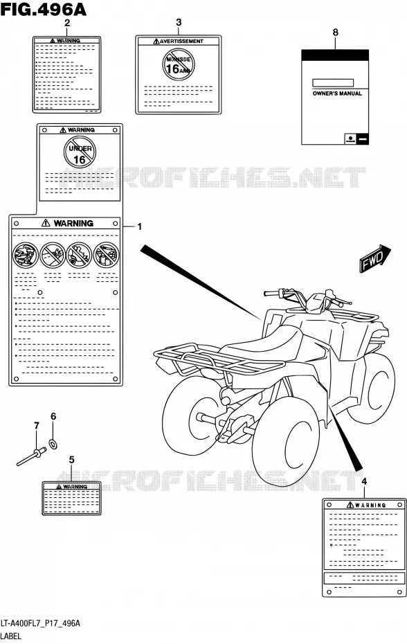 ETIQUETTE Suzuki QUAD 400 KINGQUAD 2017  LT-A400F L7 (P17)