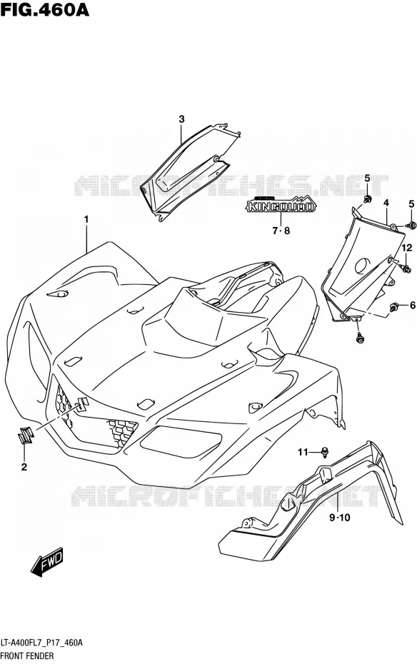 GARDE BOUE AVANT Suzuki QUAD 400 KINGQUAD 2017  LT-A400F L7 (P17)