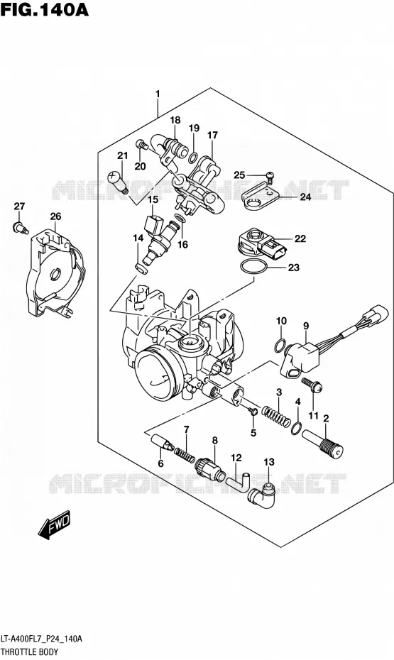 CORPS DE PAPILLON Suzuki QUAD 400 KINGQUAD 2017  LT-A400F L7 (P24)