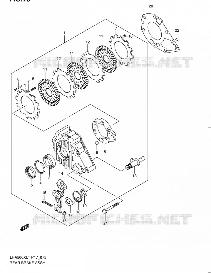 FREIN ARRIERE Suzuki QUAD 500 KINGQUAD 2011  LT-A500X L1 (P17,P24)