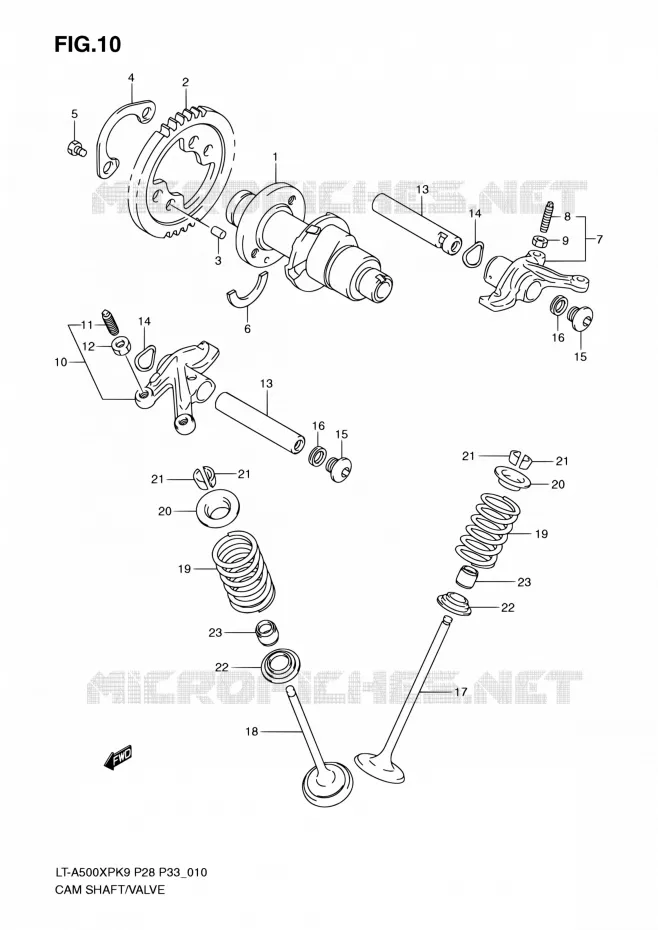ARBRE A CAMES - VALVE Suzuki QUAD 500 KINGQUAD 2010  LT-A500XP L0/LT-A500XPZ L0 (P28,P33)