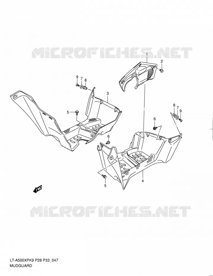 GARDE BOUE Suzuki QUAD 500 KINGQUAD 2010  LT-A500XP L0/LT-A500XPZ L0 (P28,P33)
