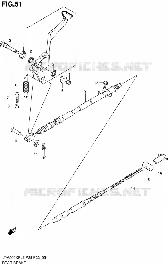 FREIN ARRIERE Suzuki QUAD 500 KINGQUAD 2012  LT-A500XP L2/LT-A500XPZ L2 (P03,P28,P33)