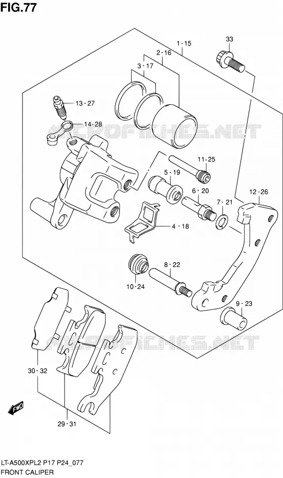 ETRIER DE FREIN AVANT Suzuki QUAD 500 KINGQUAD 2012  LT-A500XP L2/LT-A500XPZ L2 (P17,P24)