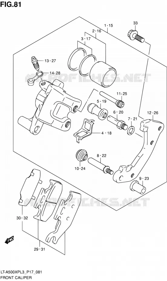 ETRIER DE FREIN AVANT Suzuki QUAD 500 KINGQUAD 2013  LT-A500XP L3/LT-A500XPZ L3 (P17,P24)