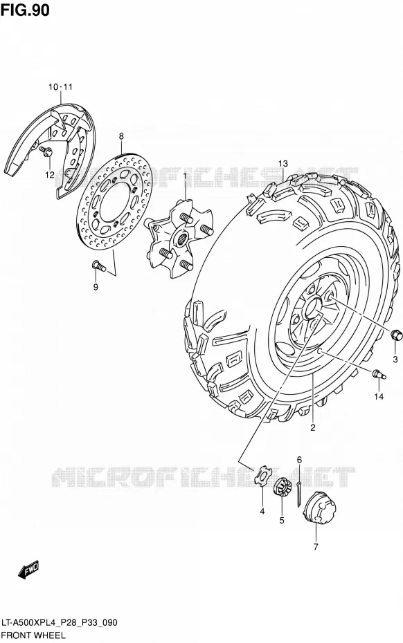 ROUE AVANT (LT-A500XPZL4 P28) Suzuki QUAD 500 KINGQUAD 1992  LT-A500XP L4/LT-A500XPZ L4 (P03,P28,P33)