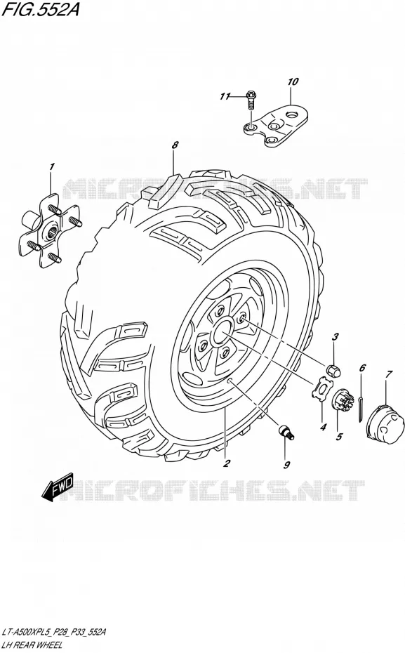 ROUE ARRIERE GAUCHE Suzuki QUAD 500 KINGQUAD 1992  LT-A500XP L5/LT-A500XPZ L5 (P03,P28,P33)