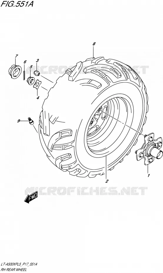 ROUE ARRIERE DROITE Suzuki QUAD 500 KINGQUAD 2015  LT-A500XP L5/LT-A500XPZ L5 (P17)