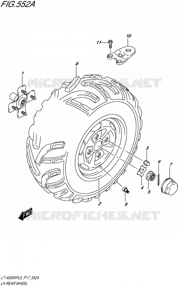 ROUE ARRIERE GAUCHE Suzuki QUAD 500 KINGQUAD 2015  LT-A500XP L5/LT-A500XPZ L5 (P17)