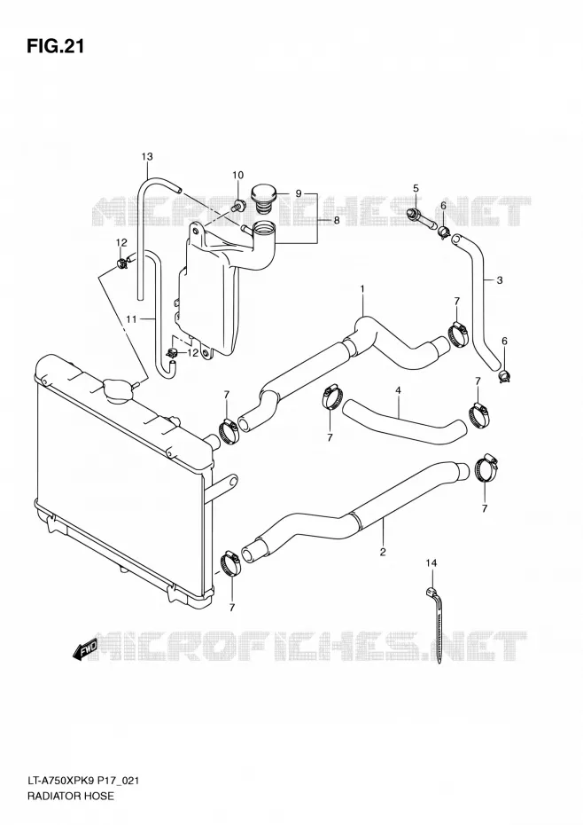 DURITE DE RADIATEUR Suzuki QUAD 750 KINGQUAD 2010  LT-A750XP L0 (P17,P24)