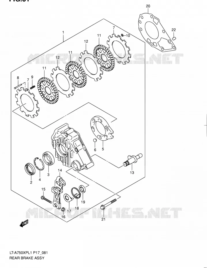 FREIN ARRIERE Suzuki QUAD 750 KINGQUAD 2011  LT-A750XP L1 (P17,P24)