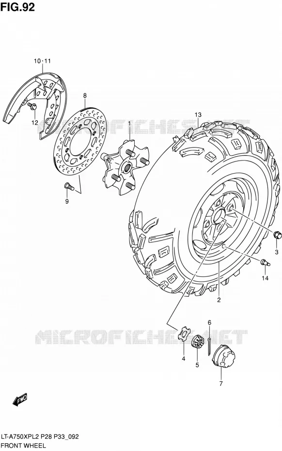 ROUE AVANT (LT-A750XPZL2 P33) Suzuki QUAD 750 KINGQUAD 2012  LT-A750XP L2/LT-A750XPZ L2 (P03,P28,P33)