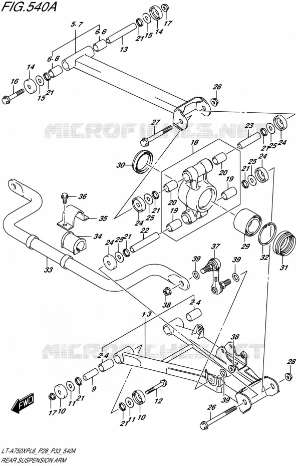 BRAS SUSPENSION ARRIERE Suzuki QUAD 750 KINGQUAD 2016  LT-A750XP L6/LT-A750XPZ L6 (P28,P33)
