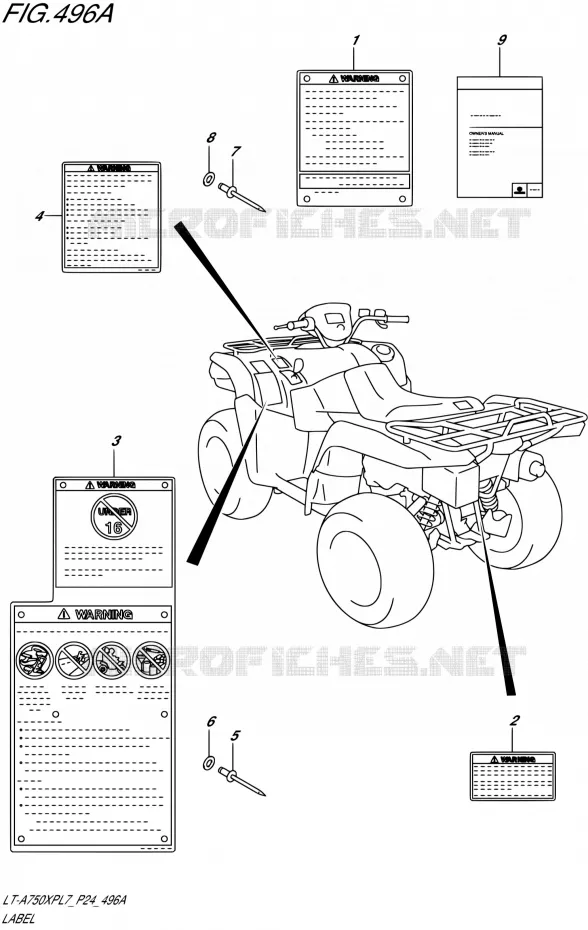 ETIQUETTE Suzuki QUAD 750 KINGQUAD 2017  LT-A750XP L7 (P24)
