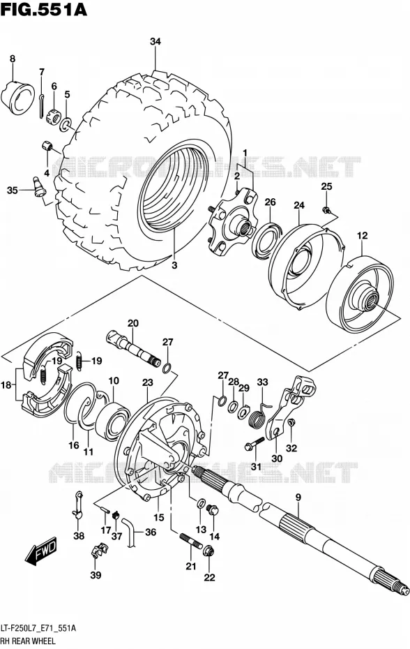 ROUE ARRIERE DROITE Suzuki QUAD 250 OZARK 2017  LT-F250 L7 (E71)