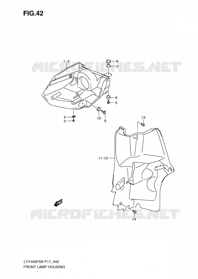 ENTOURAGE DE PHARE AVANT Suzuki QUAD 400 KINGQUAD 2010  LT-F400F L0 (P17,P24)