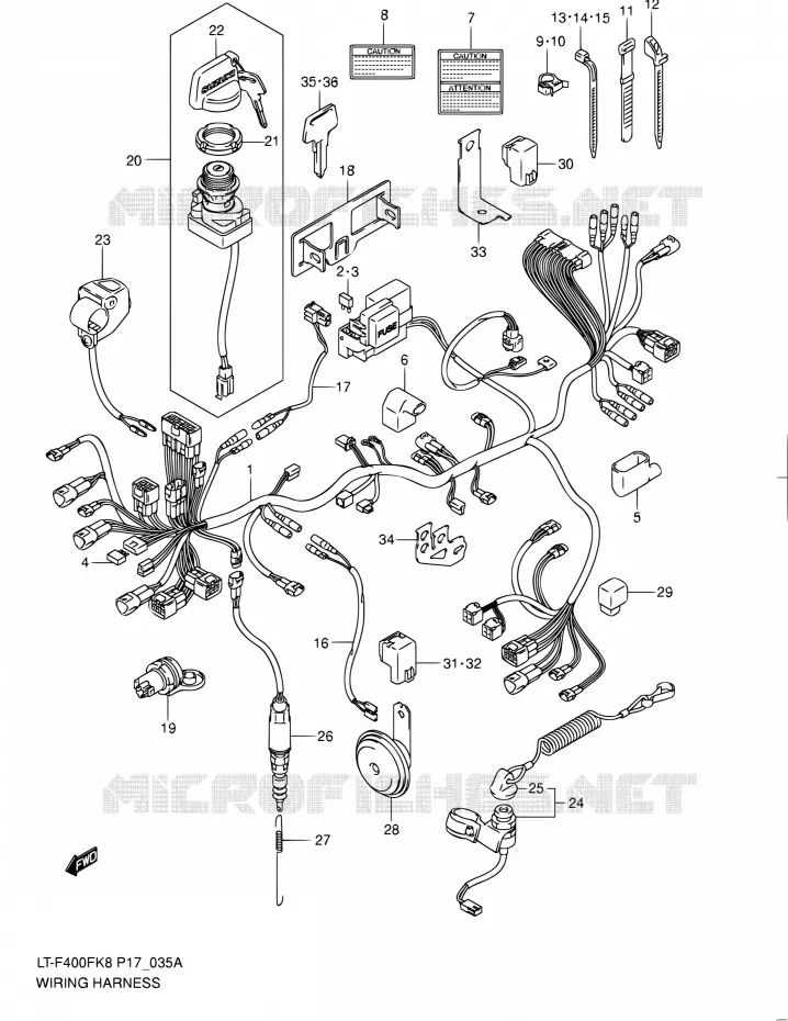 FAISCEAU ELECTRIQUE (LT-F400FL0) Suzuki QUAD 400 KINGQUAD 2010  LT-F400F L0 (P17,P24)
