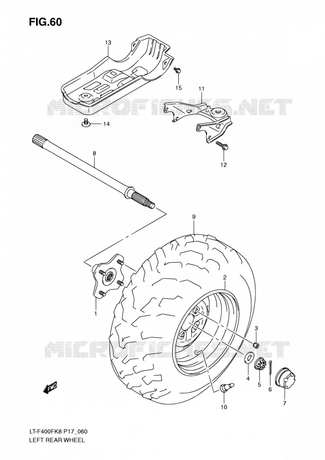 ROUE ARRIERE GAUCHE Suzuki QUAD 400 KINGQUAD 2010  LT-F400F L0 (P17,P24)