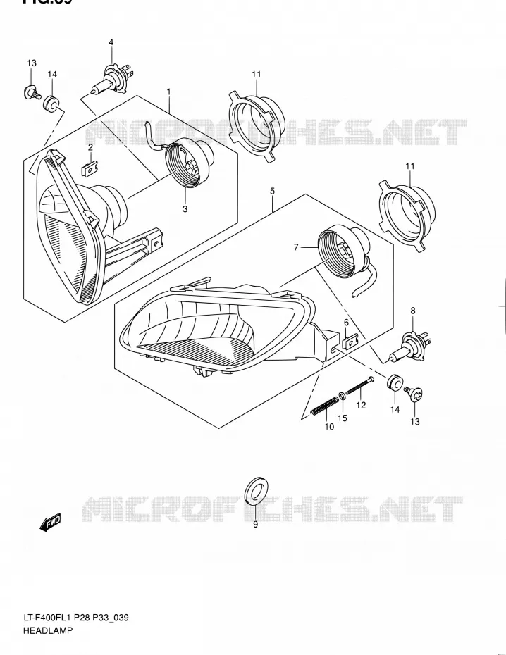 PHARE (LT-F400FL1 P33) Suzuki QUAD 400 KINGQUAD 2011  LT-F400F L1/LT-F400FZ L1 (P03,P28,P33)