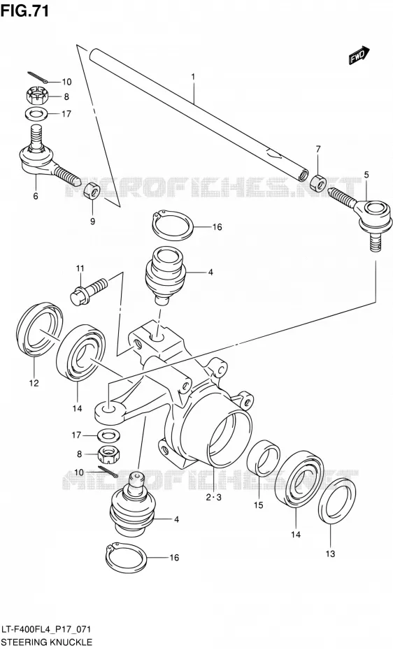 BIELLETTE DE DIRECTION - MOYEU (LT-F400FZL4 P17) Suzuki QUAD 400 KINGQUAD 2014  LT-F400F L4/LT-F400FZ L4 (P17)