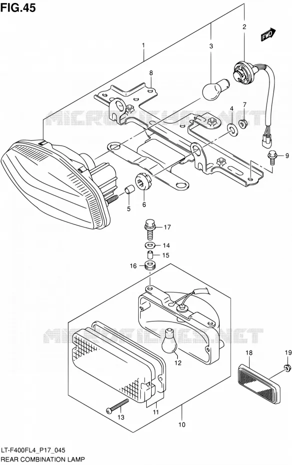 ENSEMBLE FEU ARRIERE (LT-A400FZL4 P17) Suzuki QUAD 400 KINGQUAD 2014  LT-F400F L4/LT-F400FZ L4 (P17)