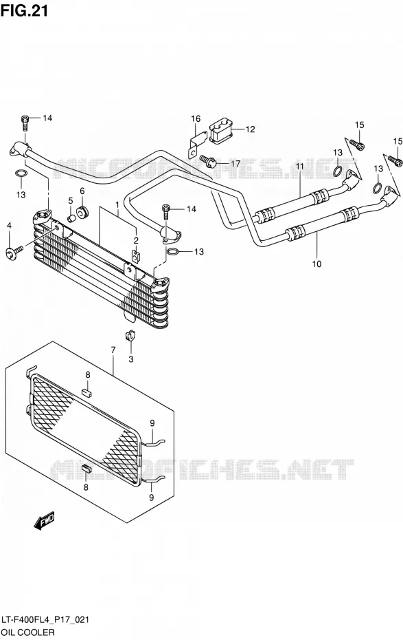 RADIATEUR D'HUILE (LT-F400FZL4 P17) Suzuki QUAD 400 KINGQUAD 2014  LT-F400F L4/LT-F400FZ L4 (P17)