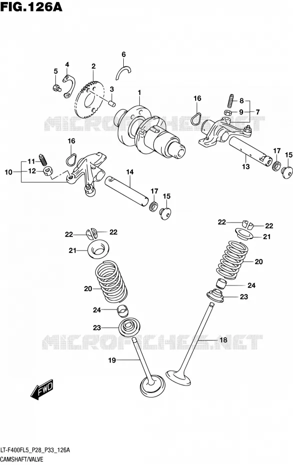 ARBRE A CAMES - VALVE Suzuki QUAD 400 KINGQUAD 2015  LT-F400F L5/LT-F400FZ L5 (P03,P28,P33)