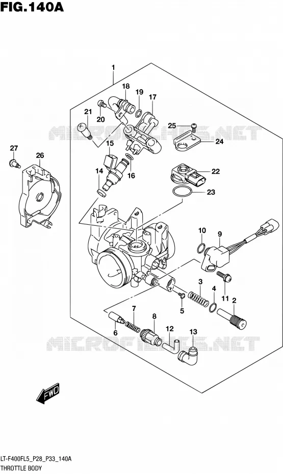 CORPS DE PAPILLON Suzuki QUAD 400 KINGQUAD 2015  LT-F400F L5/LT-F400FZ L5 (P03,P28,P33)