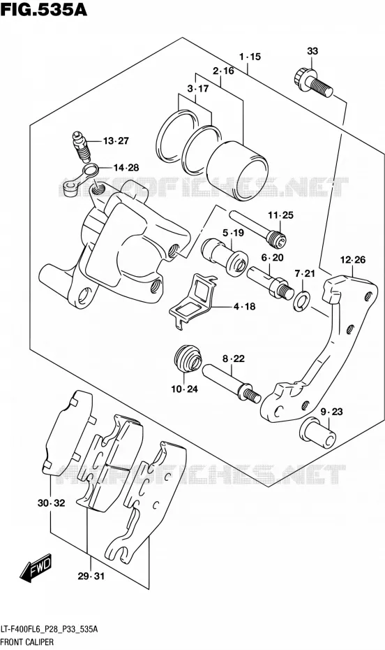 ETRIER DE FREIN AVANT Suzuki QUAD 400 KINGQUAD 2016  LT-F400F L6 (P03,P28,P33)