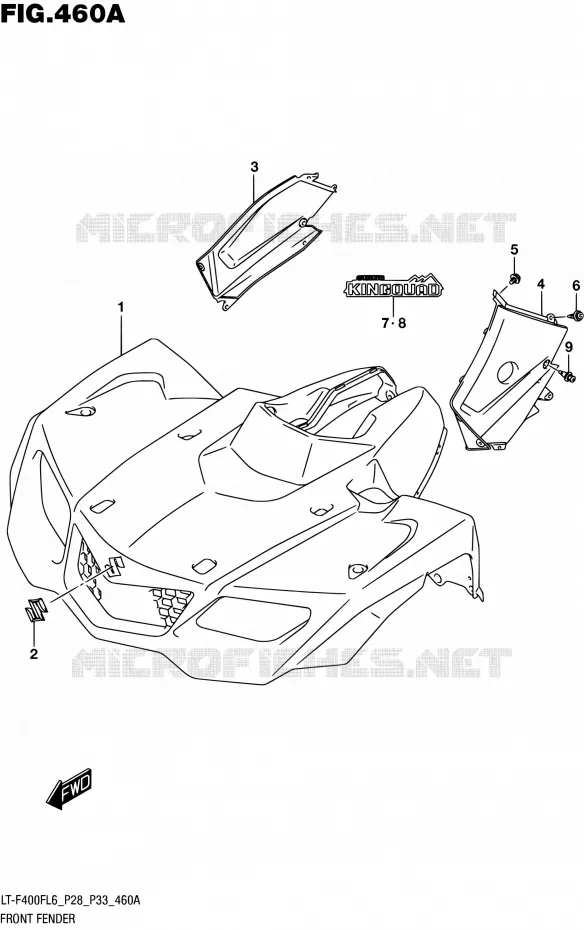 GARDE BOUE AVANT (LT-F400FL6 P28) Suzuki QUAD 400 KINGQUAD 2016  LT-F400F L6 (P03,P28,P33)