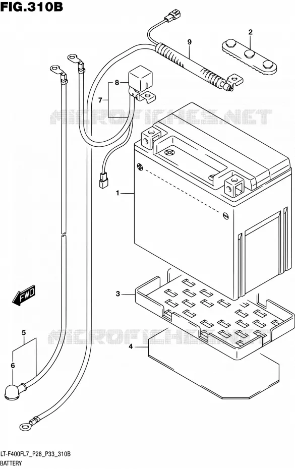 BATTERIE (LT-F400FL7 P33) Suzuki QUAD 400 KINGQUAD 2017  LT-F400F L7 (P03,P28,P33)