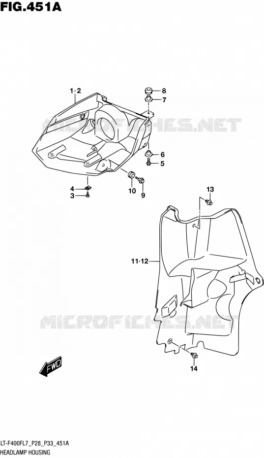 BOL DE PHARE Suzuki QUAD 400 KINGQUAD 2017  LT-F400F L7 (P03,P28,P33)