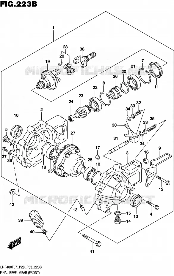 CARDAN - COUPLE CONIQUE (FRONT) (LT-F400FL7 P33) Suzuki QUAD 400 KINGQUAD 2017  LT-F400F L7 (P03,P28,P33)