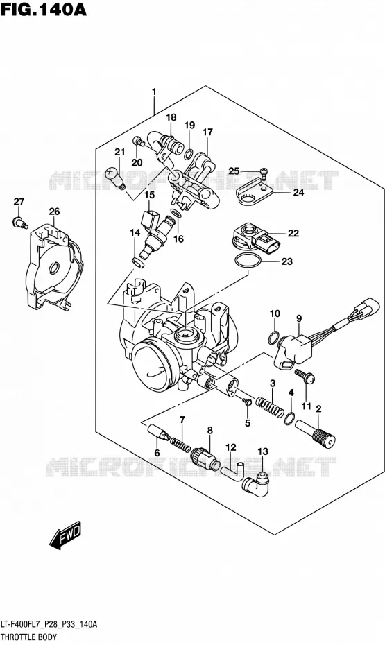 CORPS DE PAPILLON Suzuki QUAD 400 KINGQUAD 2017  LT-F400F L7 (P03,P28,P33)