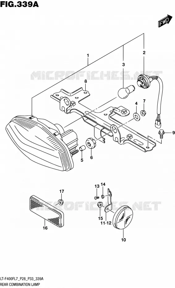 ENSEMBLE FEU ARRIERE (LT-F400FL7 P28) Suzuki QUAD 400 KINGQUAD 2017  LT-F400F L7 (P03,P28,P33)