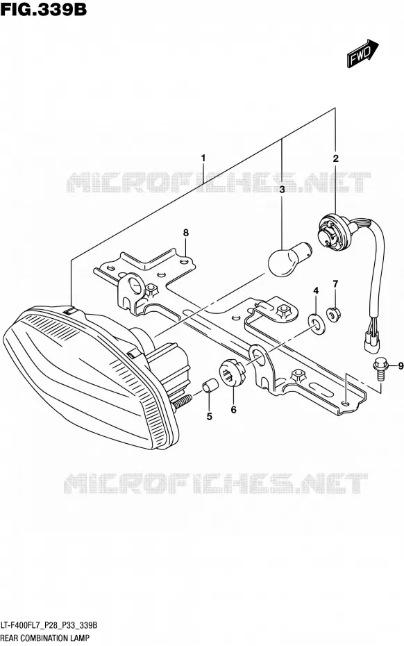 ENSEMBLE FEU ARRIERE (LT-F400FL7 P33) Suzuki QUAD 400 KINGQUAD 2017  LT-F400F L7 (P03,P28,P33)